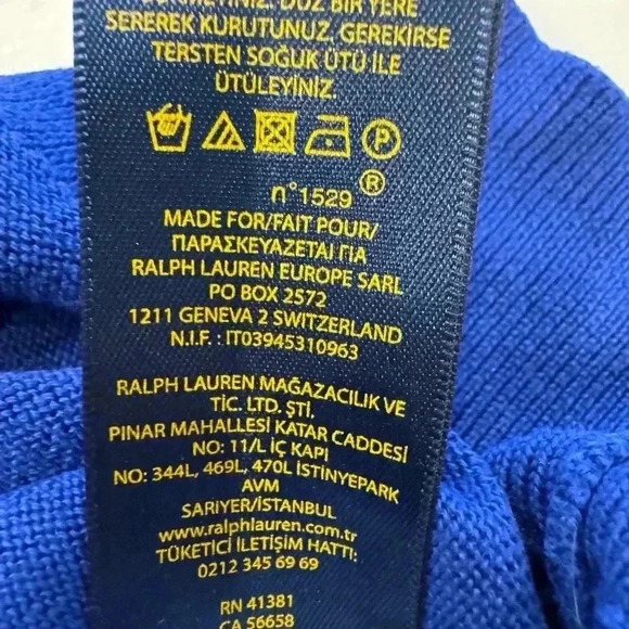 Polo Ralph Lauren boys knit V-Neck sweater.  blue w/elbow patches sz M 10-12 - Picture 8 of 11
